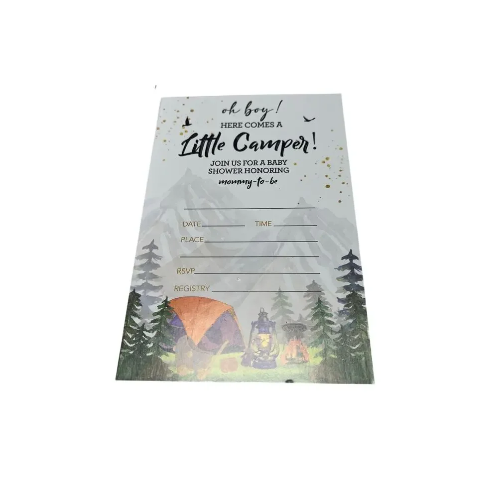 Camping Baby Shower Invitations Cards Little‎ Camper Invites Woodland 20 pcs